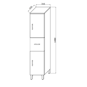 Meuble colonne de salle de bain sur pied Koricini Ravenna 148 cm en chêne blanc avec portes et tiroir - Product Image 4