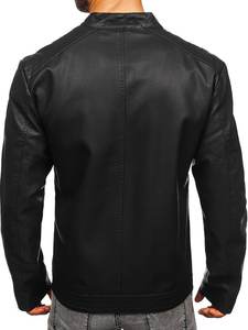 Veste en cuir PU pour homme en gros, fermeture éclair, printemps automne, col montant, mode, taille personnalisée, teinture unie - Product Image 2