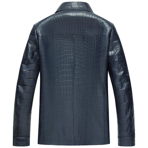 Chaqueta de Cuero Auténtico con Grabado de Cocodrilo, Acabado Elegante, Ajuste Cómodo y Cierre de Cremallera Resistente para un Rendimiento Duradero - Product Image 2
