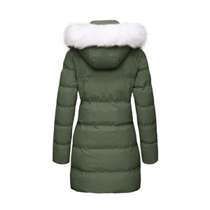 Veste parka matelassée pour femme, fausse fourrure à capuche, 2 poches avant, entièrement doublée de coton respirant, hiver - Product Image 2