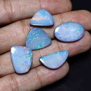 Lote de 5 Opales Australianos Naturales Dobles, Cabujón Multifuego, Formas Variadas, 16x13mm-22x13mm, 48 Quilates, para Joyería - Product Image 4