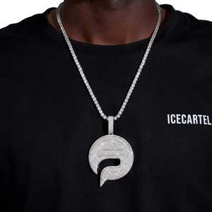 Pendentif cercle personnalisé en or 14 carats avec logo d'entreprise, pendentifs et breloques en moissanite - Product Image 3