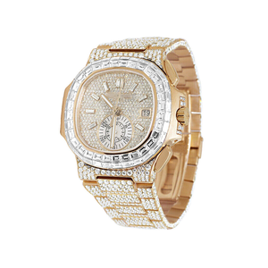 Customizable 925 <b>Sterling</b> <b>Silver</b> Classic <b>Watch</b> Quartz Movement Iced Leb Grown Diamond Baguette Dial Window Hip Hop Fashion Style - Product Image 1