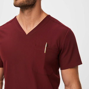 Men <b>Scrub</b> <b>Tops</b> Custom Short Sleeves Needle Detection Seamless Fusing <b>Scrub</b> Uniform Set Nurse Uniforms Clinic Hospital OEM - Product Image 5