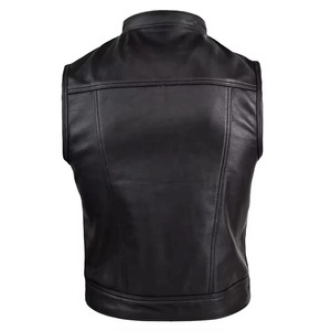 Chaleco de Cuero Negro de Alta Calidad para Hombre, Talla Grande, Cuero Genuino, Chalecos de Cuero de Moda de Primera Calidad - Product Image 3