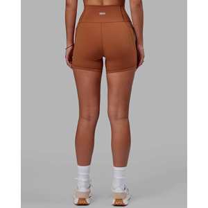 Shorts Deportivos de Cintura Ultra Alta con 4 Bolsillos para Mujer, Diseño de Leopardo Color Avellana - Product Image 6
