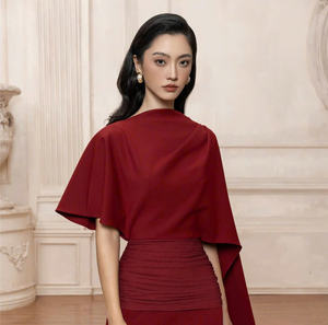 <b>High</b> Neck Party Gown with Delicate Ruched <b>Waist</b> Detail Creating a Seductive Hourglass Silhouette Made in Vietnam - Product Image 1