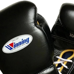Gants de boxe à lacets Winning, noir et or, cuir véritable de qualité supérieure, gants d'entraînement et de combat professionnels, 8oz 10oz 12oz 14oz 16oz - Product Image 3