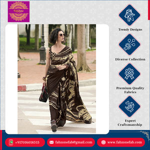 Sari en soie satinée brodé de haute qualité, design moderne, vêtements ethniques indiens pour occasions spéciales, mariage, fête - Product Image 4