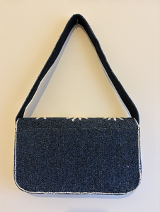 Handmade Beaded Floral Shoulder Bag with <b>Daisy</b> Pattern Blue Casual Daily Use Flap Closure - Product Image 2