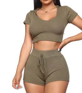 Conjunto de Yoga Sólido al por Mayor para Mujer, Económico, Sin Costuras, Transpirable, de Secado Rápido, de Spandex/Algodón, Traje de Fitness de Dos Piezas para Gimnasio - Product Image 1