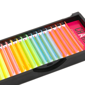 CharmLash Extensions de cils en fibres PBT coréennes effet soie de vison, mixtes UV néon phosphorescentes, en plateaux, boîte d'emballage - Product Image 3