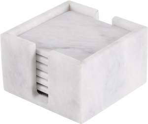 Ensemble de sous-verres carrés en marbre de luxe fabriqués à la main moderne personnalisable élégant porte-boissons en pierre pour table basse élégant décor à la maison - Product Image 2