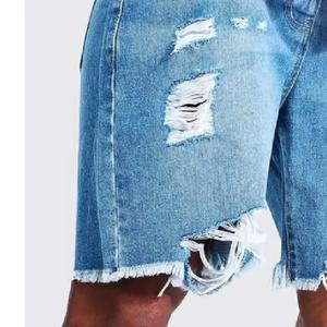 Shorts en jean décontractés pour hommes, coupe slim, effet vieilli, 100 % coton, séchage rapide, légers, vente en gros - Product Image 5