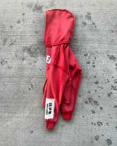 Crop Screen Print Acid Wash Vintage Hoodie Men's Washed Hoodie 100% Cotton Custom Drop Shoulder Red Hoodies - Product Image 4