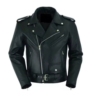 แจ็คเก็ตหนัง brando สำหรับผู้ชายเสื้อแจ็คเก็ตหนังแท้สำหรับนักขี่จักรยาน - Product Image 1