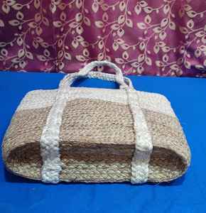 Sac de jute carré élégant fait à la main 15 "x 11" blanc marron avec fermeture à glissière et décoration de lettre unique - Product Image 6