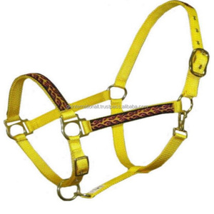 Correas de nailon con diseño de llamas personalizadas, 100%, nailon amarillo, halter, con hardware de hierro Chapado en latón fuerte a precio barato - Product Image 5