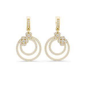 1.084 CT Lab Diamond Double <b>Hoop</b> <b>Floral</b> Earrings Round Brilliant Cut 10KT, 14KT, 18KT Gold & 925 Silver Rose, Yellow, - Product Image 2