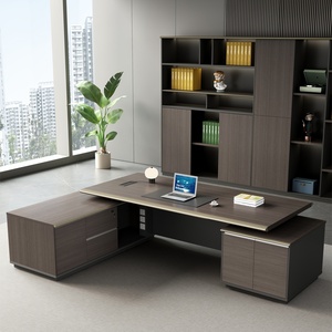 Commercial Large Office <b>Desk</b> Wooden L Shaped Office Table with Ergonomic Chair Heavy Duty Office Furniture - Product Image 4