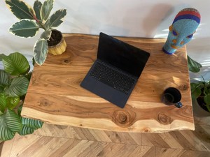 Mesa de Escritorio Recta de Madera de Acacia, Hecha a Mano con Madera Maciza, Borde Natural Grueso, para Oficina en Casa y Muebles de Lujo - Product Image 3