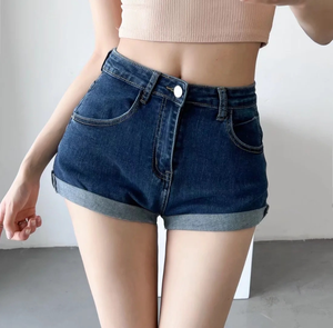 กางเกงยีนส์ขาสั้นเอวสูงสำหรับผู้หญิง, กางเกงยีนส์ขาสั้นเอวต่ำเอวต่ำแบบลำลองใส่แล้วดูหลวมกางเกงขาบานขายดี - Product Image 4