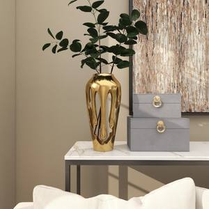 DecMode Drip Gold Jarrón de aluminio con cuerpo de diseño de fusión es un artículo decorativo con un diseño único - Product Image 2