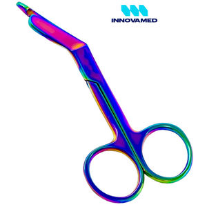 Ciseaux à pansements manuels multicolores arc-en-ciel de 3,5 cm, renouvelables, certifiés ISO13485, chirurgicaux hospitaliers INNOVAMED - Product Image 2