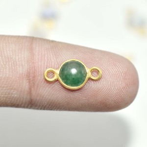 Aventurine verte minuscule connecteur de lunette fait à la main plaqué or pierre précieuse lien minimaliste bijoux pour bricolage faisant l'approvisionnement - Product Image 2