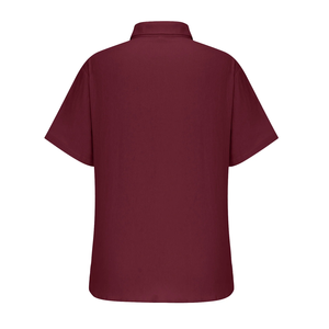 Chemise Lilen décontractée à manches courtes et coupe ajustée avec col rabattu de BD en 100% coton de couleur bleue unie pour hommes, sur mesure OEM Design - Product Image 6