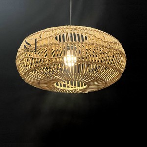 Rustic Round Rattan Lampshade Pendant <b>Light</b> <b>Cover</b> Livingroom, Bedroom Home Decor Vintage Lamp Shade Chandelier Made in Vietnam - Product Image 1
