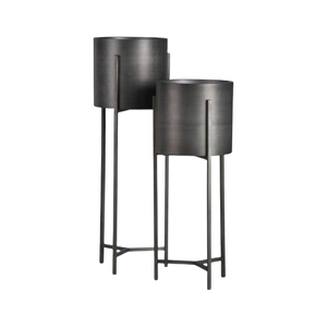 Ensemble de jardinière en métal de conception fantaisie de 3 pots de fleurs de jardinage de couleur noire utilisés pour la décoration de noël fabricant fait à la main en vrac - Product Image 4