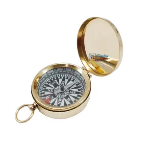 航海阿尔伯特-爱因斯坦黄铜航海指南针复古风格收藏野营徒步旅行口袋指南针圣诞礼物