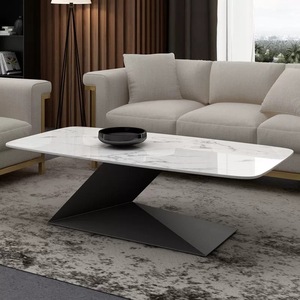 Modern Rectangular Stone Top Coffee <b>Table</b> 110x55x45cm Iron Legs Living Room Furniture <b>Side</b> <b>Table</b> Durable Set - Product Image 4