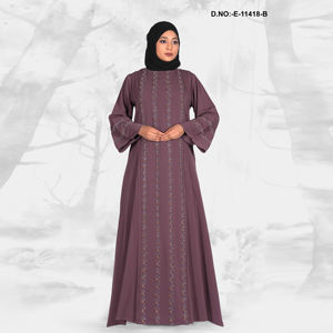 Abaya pour femmes en tissu Nida, broderie linéaire de qualité supérieure, écologique, vintage |   Robe de soirée longue et élégante - Product Image 2