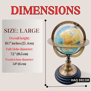 Globo de esfera armilar de latón náutico hecho a mano, mapa del mundo antiguo de 10,7 "de alto con Color azul, escritorio giratorio para el hogar y la Oficina - Product Image 2