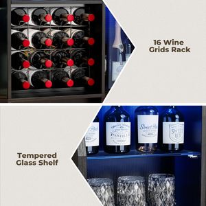 Mueble Bar Grande Negro para el Hogar con Luces LED y Estante para Vinos, Aparador Alto para Cafetera y Almacenamiento para Comedor - Product Image 3