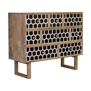 Mesa de centro con incrustaciones de hueso, mesa auxiliar de madera, mesa auxiliar para muebles de sala de estar, diseño moderno de Crescent Crafts - Product Image 1