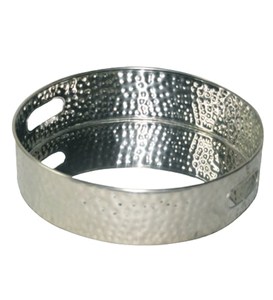 Plateau de service à motif martelé de forme ronde décorative moderne de qualité supérieure pour le désherbage de la cuisine à domicile et l'utilisation des fêtes - Product Image 1