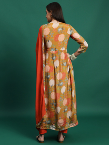 Vestido Kurti Elegante para Mujer, Estilo Étnico Indio, Largo hasta la Rodilla, Cuello en V, Manga Larga, Tela CREAP, para Verano, Diseño Liso, con Detalles a Máquina - Product Image 3