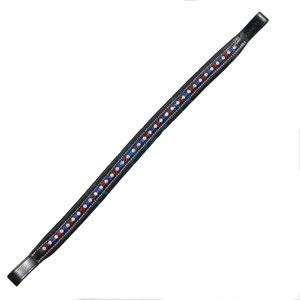 Al por mayor, marca HORSE EXIM, diadema ecuestre hecha a mano de cuero negro premium para caballo, forma curva, con cristales brillantes, estilo Western 1126 - Product Image 1