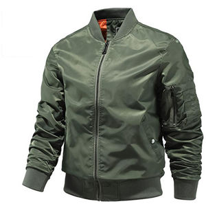 2025 nouvelle veste à glissière en Satin de soie à la mode 100% Polyester coupe-vent fond Flexible Bomber veste manches poche Style vêtements d'extérieur - Product Image 6