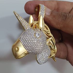 Pendentif personnalisé en argent sterling plaqué avec moissanite véritable VVS, coupe princesse, style hip-hop, pendentifs et breloques raffinés - Product Image 3