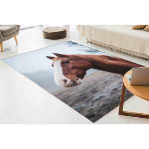 Tapis imprimé : Petit, d'appoint, pour salle à manger, entrée, motif cheval, style ferme, animalier, sauvage, décoration de salon, cadeau, tapis en chenille - Product Image 3
