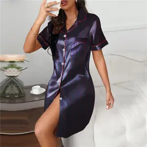 Satin Silk Pyjama Sets Lange Pyjama Nachtwäsche für Frauen Home Wear Night Wear Robe Frauen