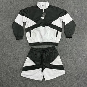 Conjunto de Chaqueta y Pantalones Cortos Cortavientos con Bloques de Color Personalizados al por Mayor para Hombre y Mujer, Verano 2025, Chaqueta y Pantalones Cortos de Nailon, Tallas Grandes - Product Image 4