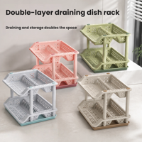 Égouttoir à vaisselle double couche en plastique, organiseur de bols et assiettes, support de rangement de cuisine, séchoir à vaisselle