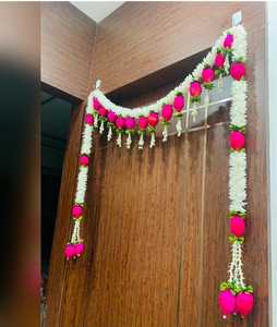 Eco Friendly Solawood Pink LotusJasmine <b>Door</b> Toran Wedding Decoration Pooja Mandir <b>Door</b> Hanging Bandarwar Backdrop Decor - Product Image 5