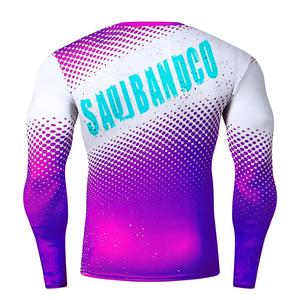 Rash Guard à manches complètes violet/blanc, équipement BJJ d'entraînement de haute qualité, équipement MMA et Kimono Rash Guard pour hommes - Product Image 2