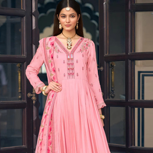 Pure Fancy Work & Khatli Handwork Mirror & Cotton Mal Full Inner Quick Dry Wedding & Party Collection Kurti con Dupatta - Product Image 1